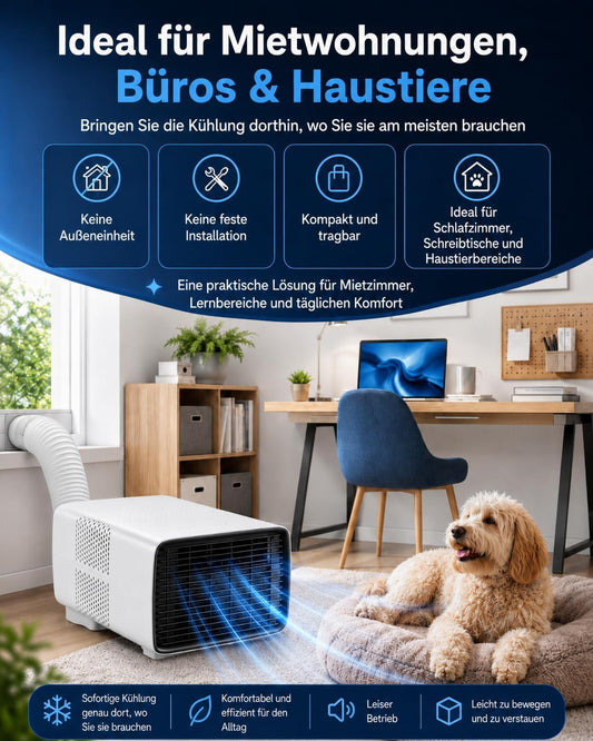 Athuniverth K7 Portable Air Conditioner 2700 BTU 3-in-1 Cooling Dehumidifier Fan White