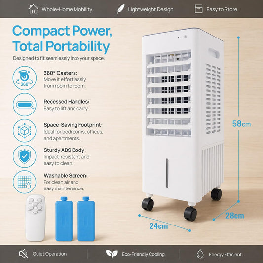 Simsky AC-4in1-12L Portable Evaporative Cooler 12L 4-in-1 Fan Humidifier White