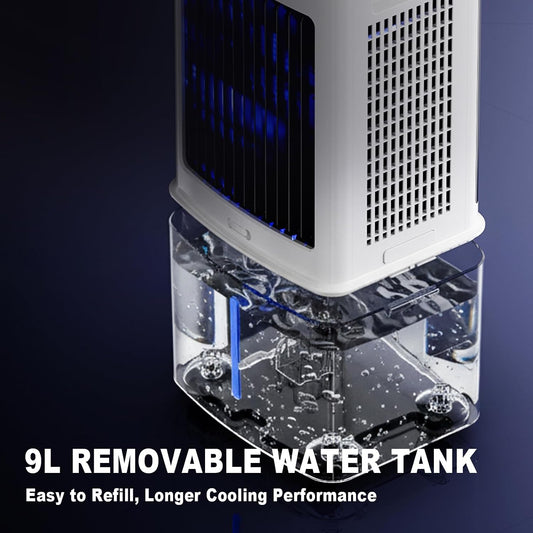 WANCHENG LFS-68686867 Portable Air Conditioner 9L 3-in-1 Evaporative Cooler Fan White