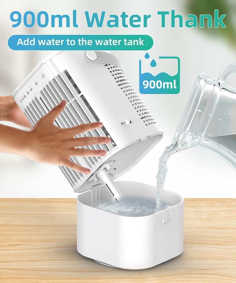 Mr.Pufferfish YP3568 Portable Air Conditioner 4-in-1 Evaporative Cooler 1000ml White