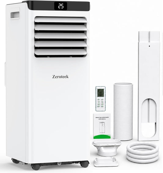 Zeroteek Portable Air Conditioner 7000 BTU 4-in-1 Cooling Dehumidifier Fan White