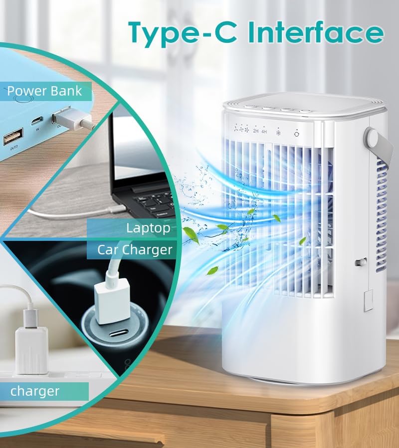 Mr.Pufferfish YP3568 Portable Air Conditioner 4-in-1 Evaporative Cooler 1000ml White