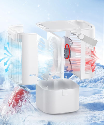 Mr.Pufferfish YP3568 Portable Air Conditioner 4-in-1 Evaporative Cooler 1000ml White