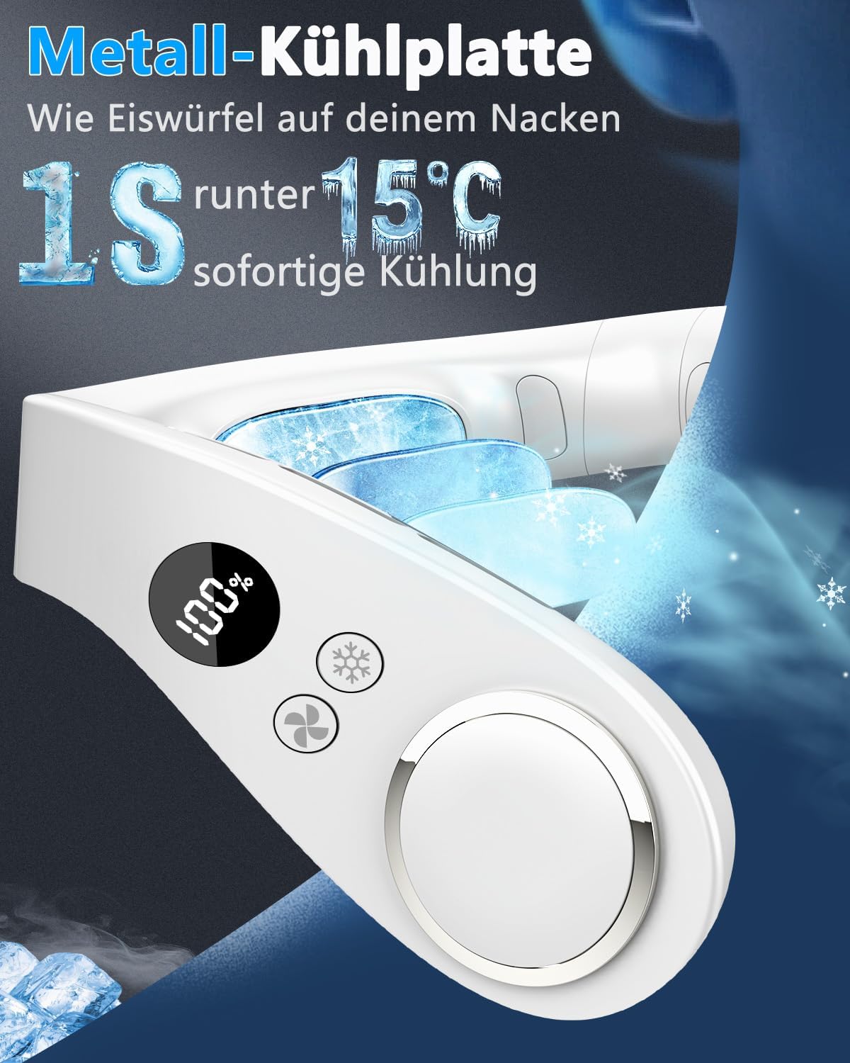 Kouric Neck Fan 5500mAh 5-Speed Portable Wearable Cooling Fan White