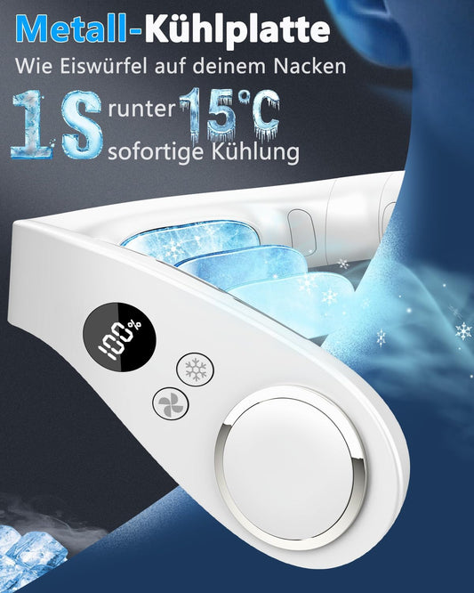 Kouric Neck Fan 5500mAh 5-Speed Portable Wearable Cooling Fan White
