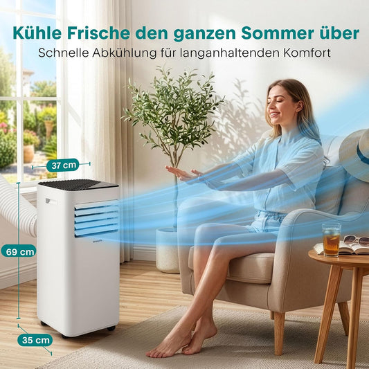 SereneLife SLPAC170WEU Portable Air Conditioner 7000 BTU 3-in-1 Cooling Dehumidifier Fan White